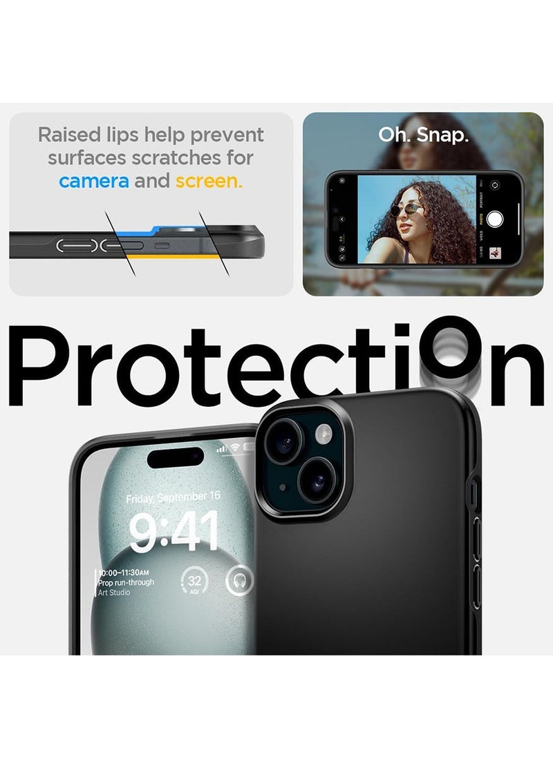 Spigen Thin Fit for iPhone 15 Plus Case Cover - Black  - Image 5
