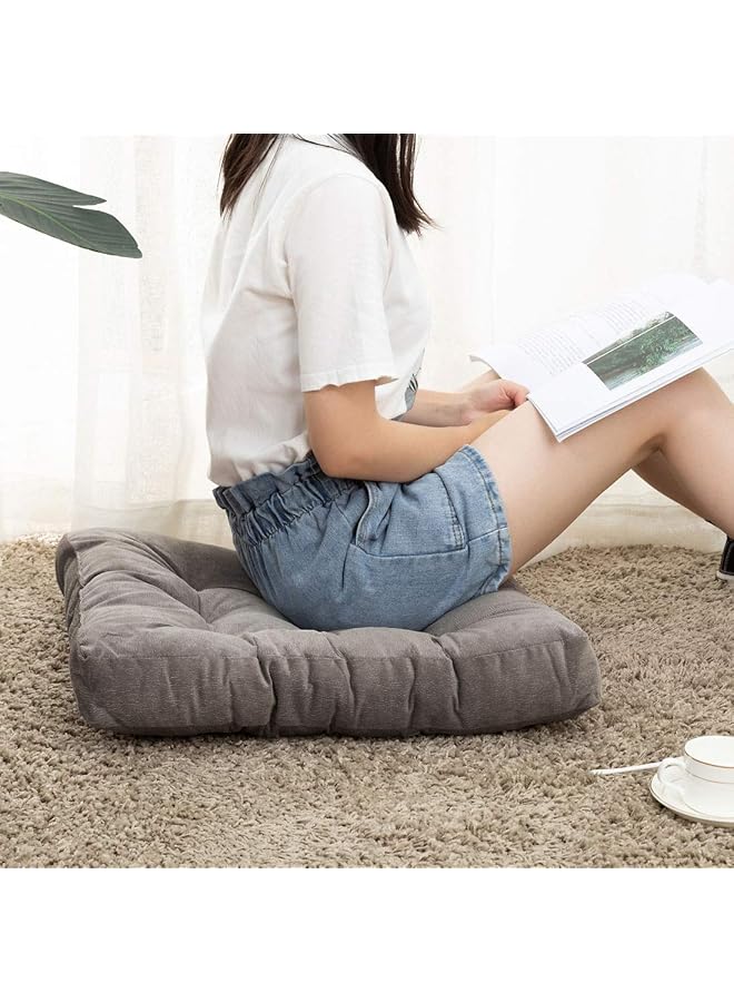 إيروريكس وسادة مقعد مربعة صلبة مبطنة سميكة من قماش مخملي مخملي وسادة أرضية من التاتامي لليوجا والتأمل وغرفة المعيشة والشرفة والمكتب في الهواء الطلق رمادية 22 × 22 بوصة - Image 4