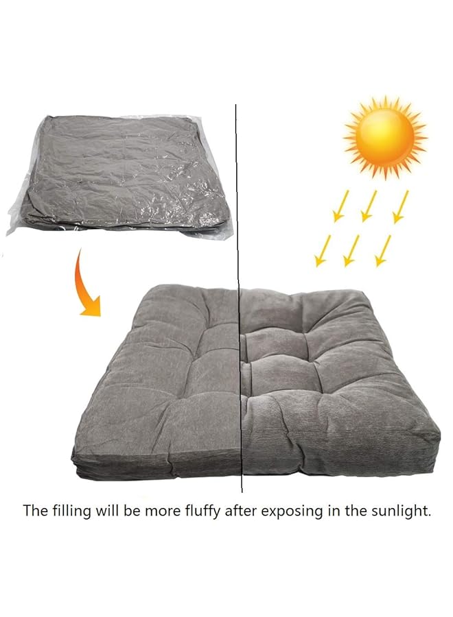 إيروريكس وسادة مقعد مربعة صلبة مبطنة سميكة من قماش مخملي مخملي وسادة أرضية من التاتامي لليوجا والتأمل وغرفة المعيشة والشرفة والمكتب في الهواء الطلق رمادية 22 × 22 بوصة - Image 5