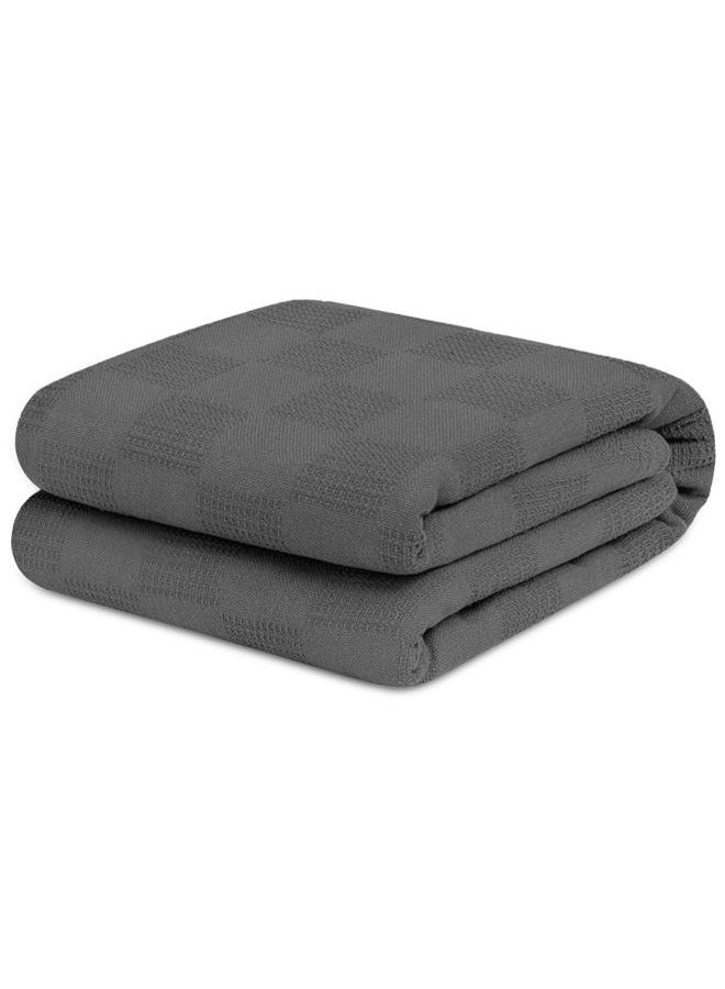 Avalonbedding 100% Cotton Blanket (Twin Size - 72x90 Inches), Soft Breathable Blanket, Lightweight Thermal Blanket, Perfect for Layering Any Bed for All Season (Grey) - Image 1