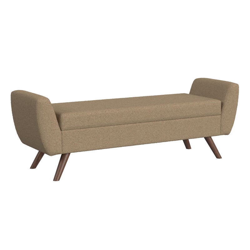 HomePop HomePop Modern Storage Bench with Wood Legs Home DcorBench with Storage for Living Room  Bedroom  Brown Boucle 