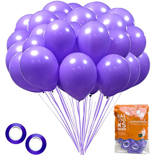 Jonhamwelbor Lavender Purple Matte Latex Balloons 12 Inches 100 Pack Light Violet Wedding Baby Shower Party Decorations Girl - Image 1