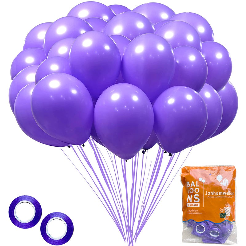 Jonhamwelbor Lavender Purple Matte Latex Balloons 12 Inches 100 Pack Light Violet Wedding Baby Shower Party Decorations Girl - Image 3