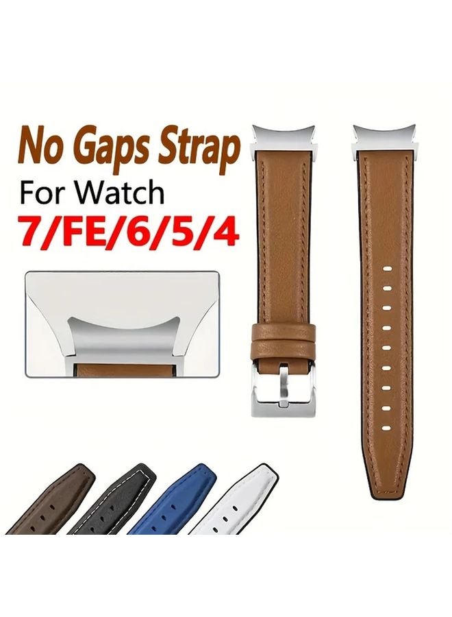 Brown PU Leather Watch Band For Samsung Galaxy Watch 7 40mm 44mm FE Adjustable Sports Strap - Image 2