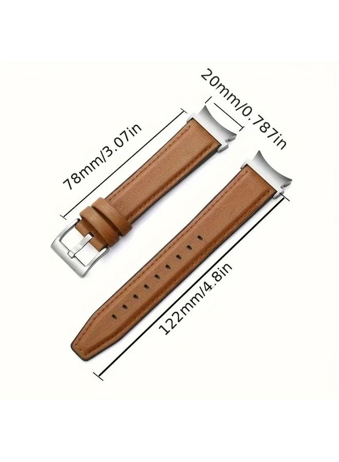 Brown PU Leather Watch Band For Samsung Galaxy Watch 7 40mm 44mm FE Adjustable Sports Strap - Image 3