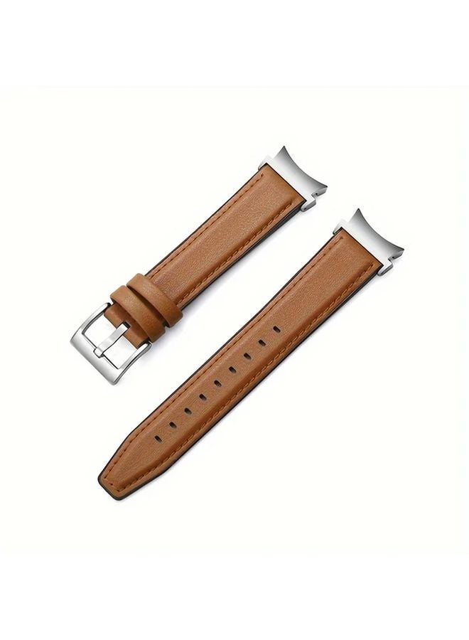 Brown PU Leather Watch Band For Samsung Galaxy Watch 7 40mm 44mm FE Adjustable Sports Strap - Image 1