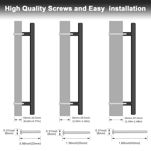 Probrico 10 Pack Hole Centers(160mm) 6.25inch Matte Black Kitchen Cabinet Handles,Stainless Steel Dresser Drawer Pulls, 8.8inch Length Pull Handle for Cabinets - Image 4