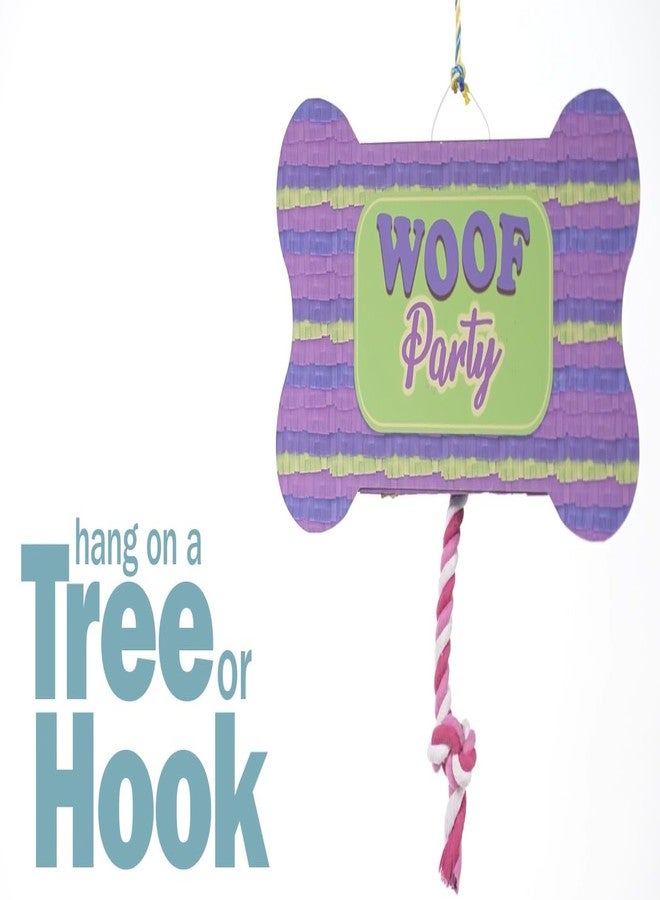 Jokari Woof Party Pull String Dog Toy Pinata. Fill Bone Shaped Box with Your Pup’s Favorite Treats, Snacks, Favors, Accessories or More. Attached Rope Tears Open, Dispenses Prizes for Everyone (Bone) - Image 4