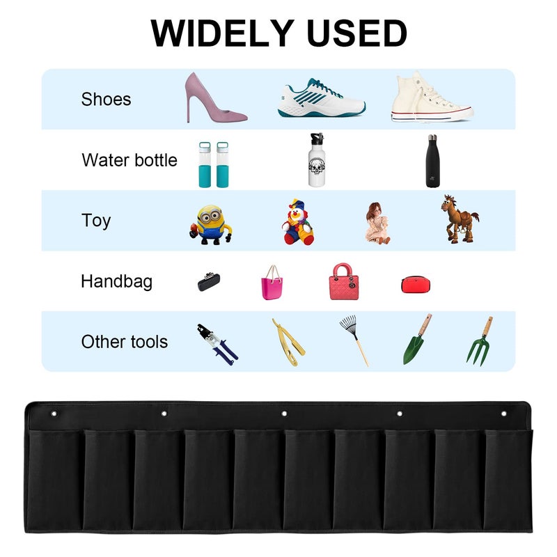 RVZONE RV Shoe Pockets 10 Pockets Heavy Hanging Bedside Storage Organizer with Sturdy Hooks Storage Pockets Hangs on bed for Shoes Toys and Tool Accessories - Image 4
