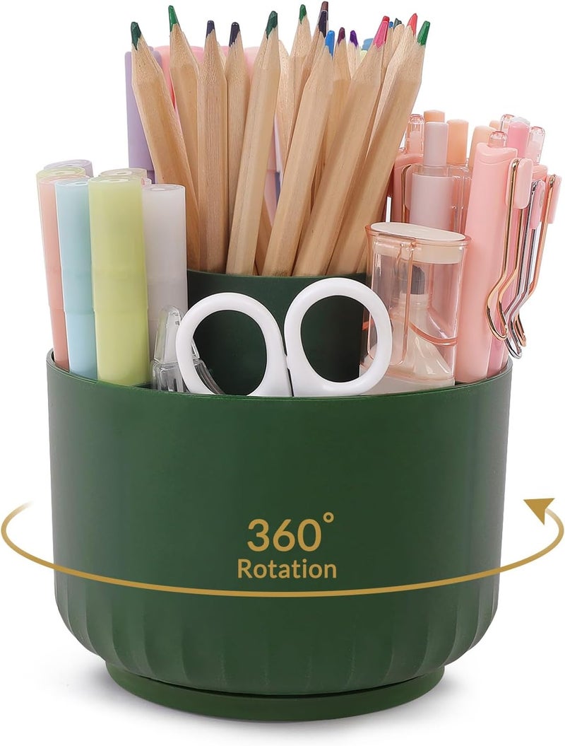 Skydue 360 Degree Rotating Desk Organizer, Dual-Purpose Pencil Pen Holder for Desk, Rotating Pencil Cup with Stickers, Office Supplies, Desk Decor for Office, School, Home - Image 1