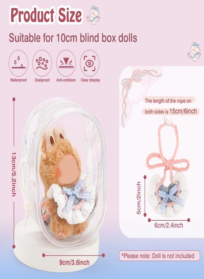 WALLFID Clear Display Bag for 10cm Plush Figures,Blind Box Doll Protective Case with Anti-Theft Silicone Strap,13cm Dustproof Anti-Collision Storage Bag,PVC Portable Carrying Bag (2pcs Bags) - Image 4