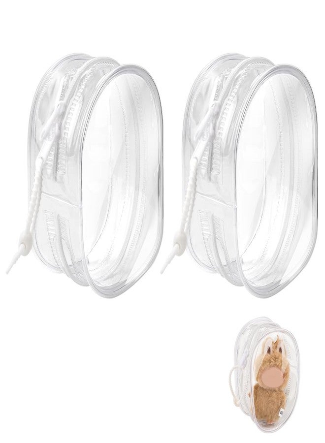 WALLFID Clear Display Bag for 10cm Plush Figures,Blind Box Doll Protective Case with Anti-Theft Silicone Strap,13cm Dustproof Anti-Collision Storage Bag,PVC Portable Carrying Bag (2pcs Bags) - Image 1