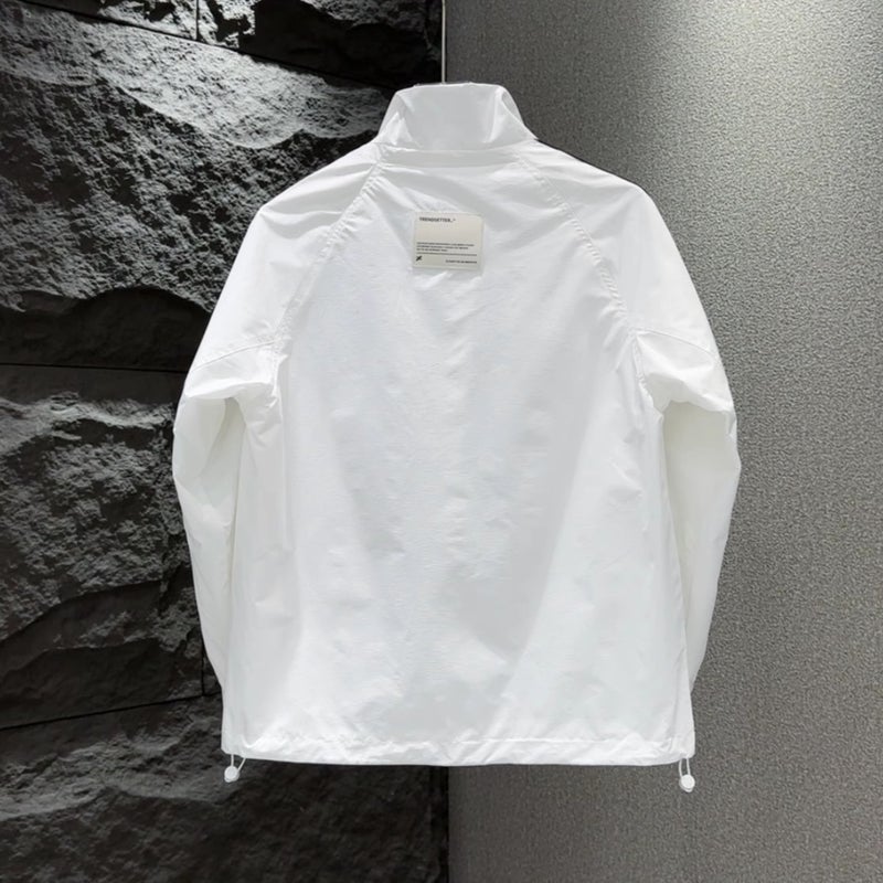 Autumn New Men'S Tooling Solid Color Casual Collar Jacket Fashion Ribbon Stitching Trendy Ruffian Handsome Jacket Jacket - Image 4