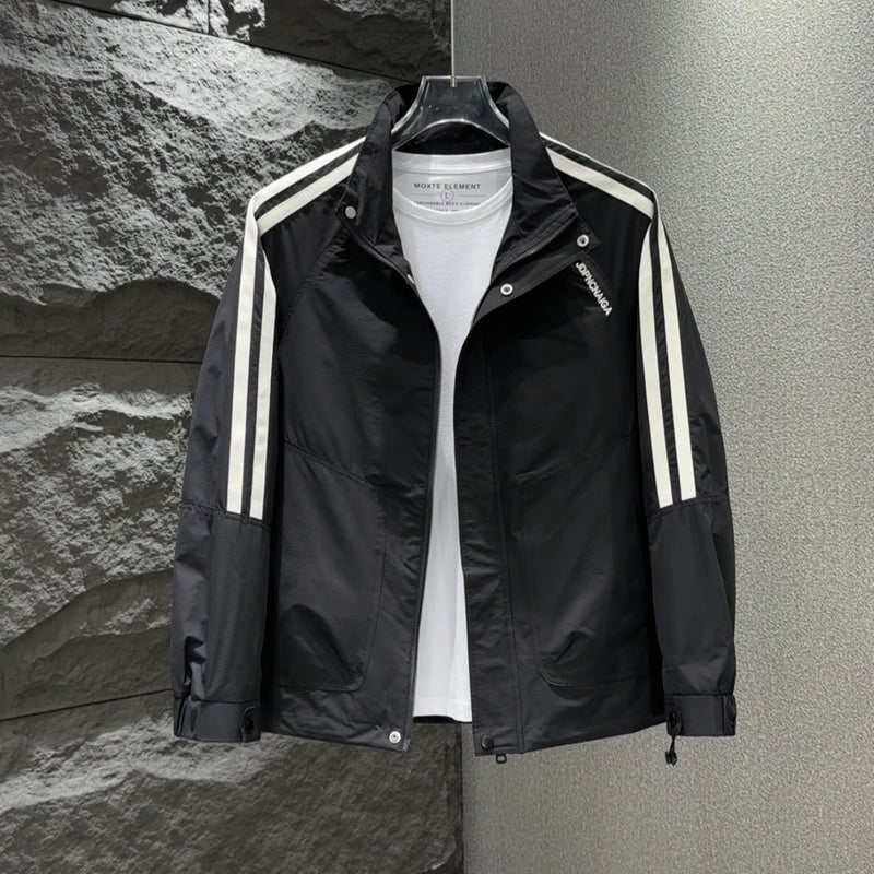 Autumn New Men'S Tooling Solid Color Casual Collar Jacket Fashion Ribbon Stitching Trendy Ruffian Handsome Jacket Jacket - Image 5