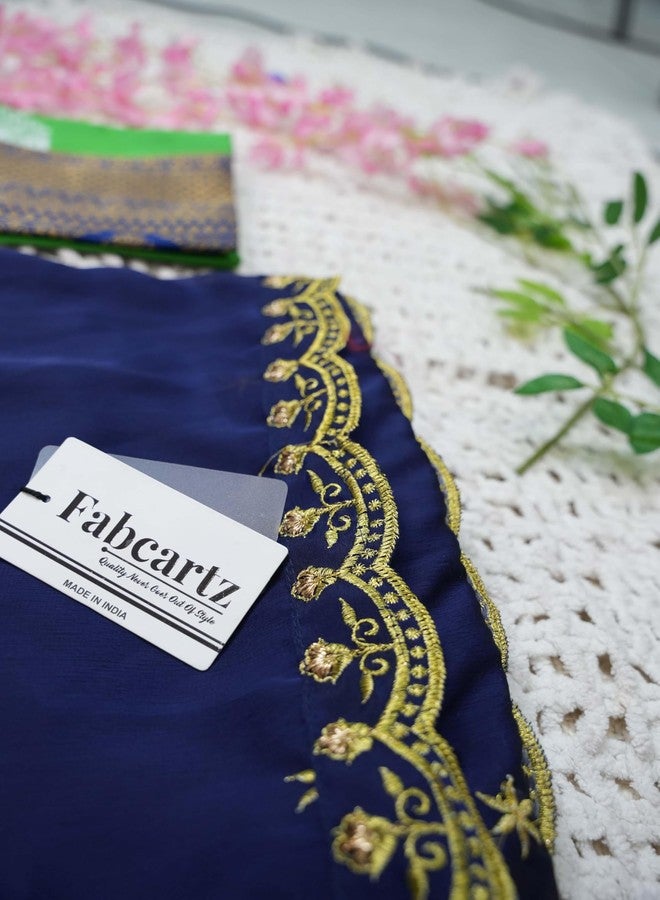 Fabcartz ساري نصف هندي جنوبي تقليدي جديد غير مخيط للنساء - ملابس أنيقة، قابلة للتخصيص ومريحة (لون أخضر ببغائي) - Image 4