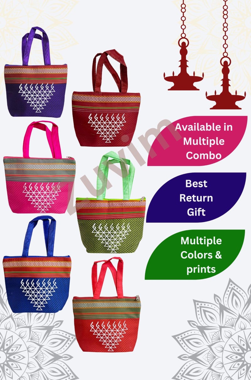Zuvim Women’s Purses for Return Gift Women Hand Bags with Double Pockets Zipper for Ladies Gifting for Haldi Mehandi Wedding Ugadi Festivals, Multicolors (Warli Multi, 6 Bags) - Image 5