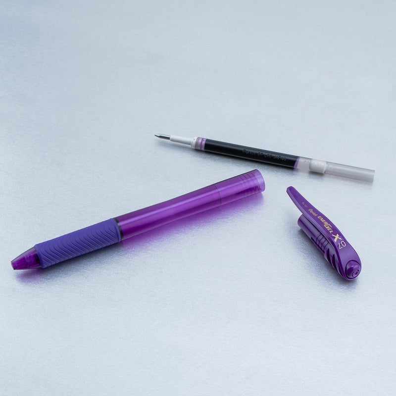 Pentel EnerGel-X Retractable Liquid Gel Pen, 0.7mm, Medium Line, Metal Tip, Violet, 3 Pack (BL107BP3V) - Image 3