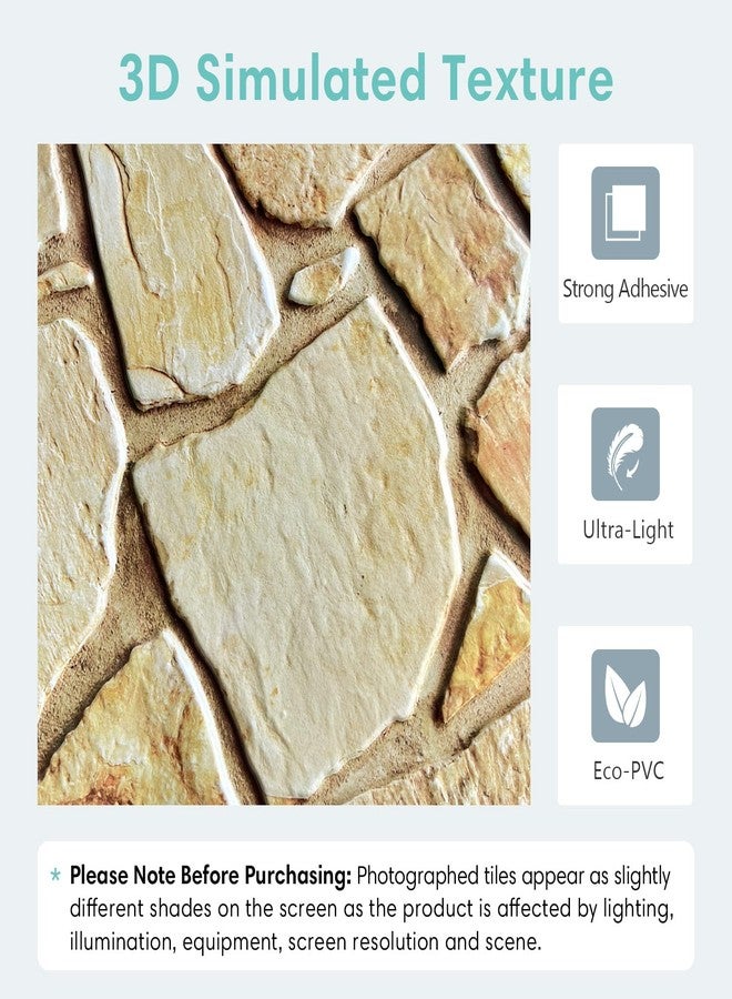 Commomy 10 Pcs 3D Faux Stone Panels Peel and Stick - 11.8"x11.8" PVC 3D Wall Panels Brown Stone Textured Self-Adhesive Wall Tiles for Kitchen,Bedroom,Living Room,Interior Decor - Image 4