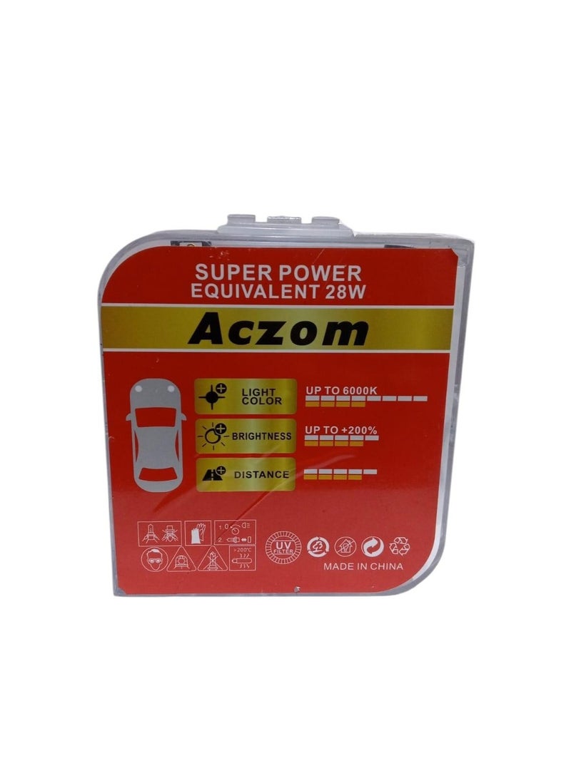 LED ACzom Car Headlight Kit H4 R2 200% Brightness 6000K28W - Image 1