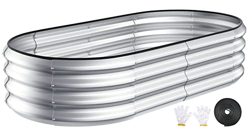 Kesfitt Raised Garden Bed Kit,Outdoor Galvanized Planter Large Metal Raised Boxes with Safety Edging and Gloves for Gardening Vegetables,Fruits,Flower(4x2x1FT) - Image 1