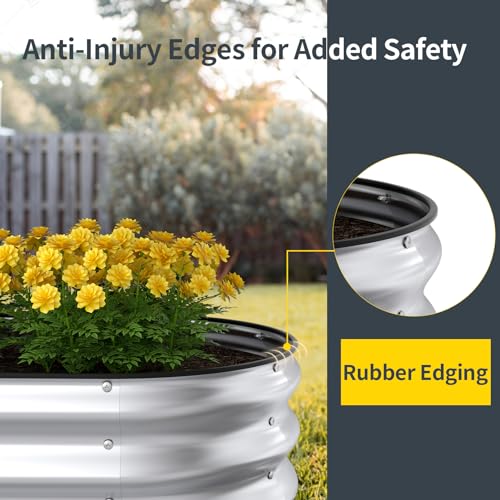 Kesfitt Raised Garden Bed Kit,Outdoor Galvanized Planter Large Metal Raised Boxes with Safety Edging and Gloves for Gardening Vegetables,Fruits,Flower(4x2x1FT) - Image 2