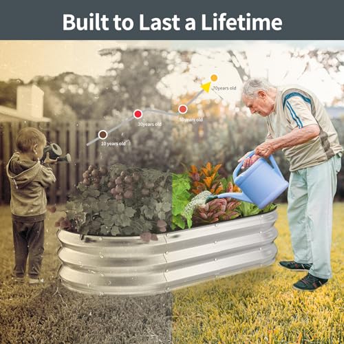 Kesfitt Raised Garden Bed Kit,Outdoor Galvanized Planter Large Metal Raised Boxes with Safety Edging and Gloves for Gardening Vegetables,Fruits,Flower(4x2x1FT) - Image 5
