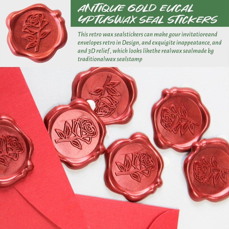 Pilloze 50pcs Red Rose Wax Seal Stickers, Rose Wax Seal, Red Rose Stickers for Envelopes, Waterproof, for Wedding Invitation, Christmas - Image 5