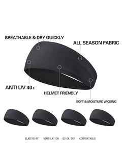Generic 5 Pack Headband for Men Women, Non Slip Adjustable Sports Workout Sweatbands, Unisex Headband for Running, Cycling, Basketball, Yoga, Fitness Workout Stretchy Unisex Hairband  - Image 3