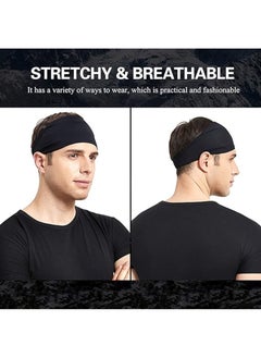 Generic 5 Pack Headband for Men Women, Non Slip Adjustable Sports Workout Sweatbands, Unisex Headband for Running, Cycling, Basketball, Yoga, Fitness Workout Stretchy Unisex Hairband  - Image 5