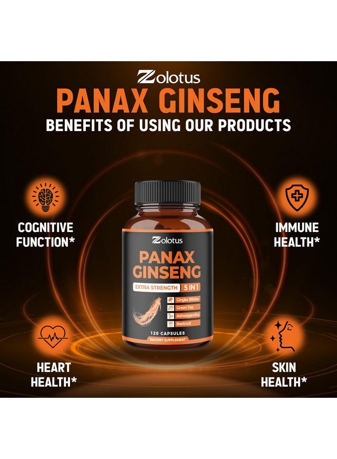Zolotus Zolotus Korean Red Panax Ginseng + Ginkgo Biloba, Ashwagandha, Beetroot, Green Tea - 120 Capsules for 2 Month Supply  - Image 5