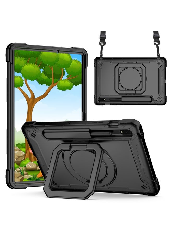 HuHa Case Cover For Samsung Galaxy Tab S7 / S8 Silicone + PC Bracelet Holder Tablet Case Black 