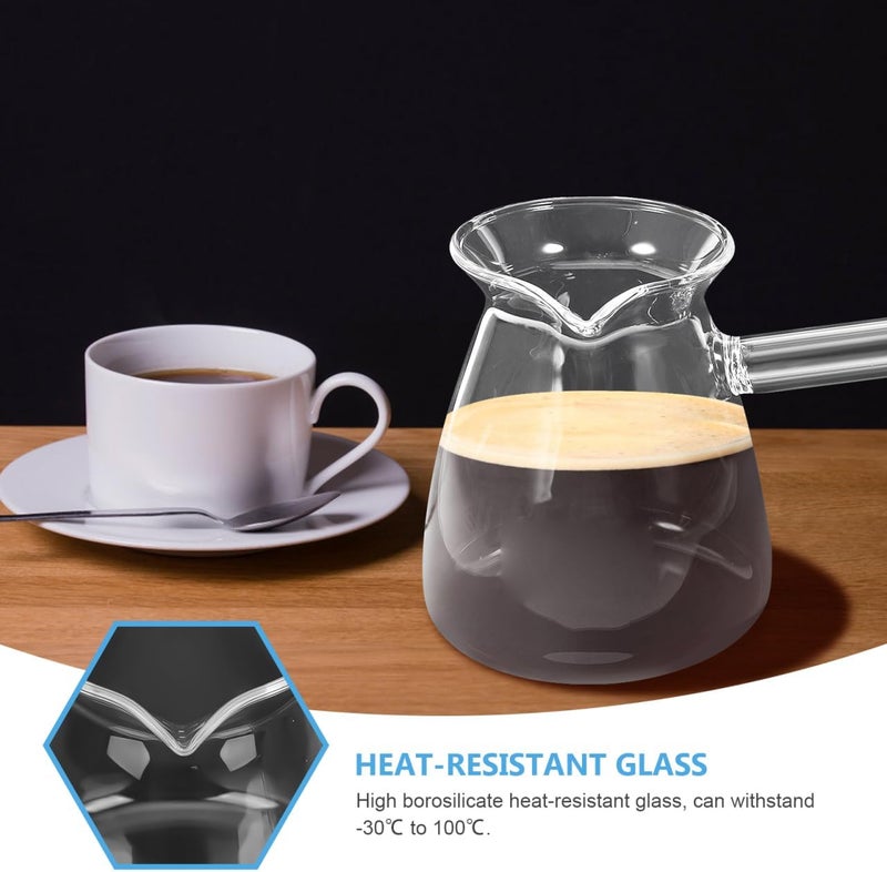 Luxshiny Side Handle Turkish Coffee Pot: Glass Boiling Pot for Coffee, Tea, Milk - Compact Design with V-Shaped Spout for Controlled Pouring - 450ml/15.22oz - Image 5