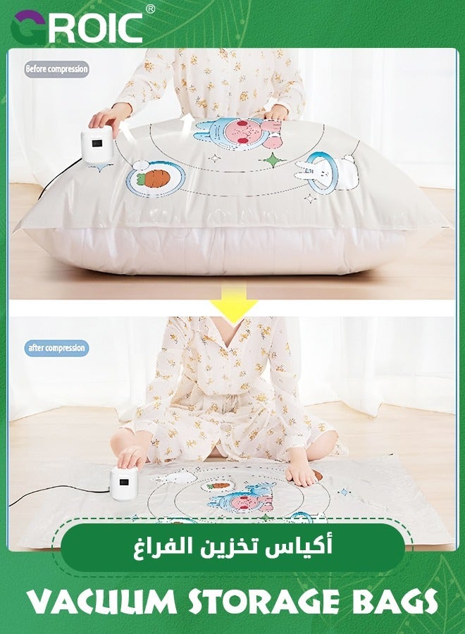 GROIC Premium Vacuum Storage Bags with Electric Pump, 6 Pack (2 Jumbo, 2 Large, 2 Medium), Reusable Space Saver Bags for Clothes, Mattress,Space Saver Vacuum Bag - Image 2