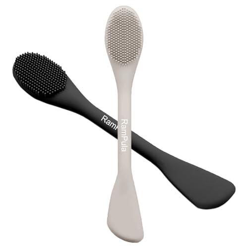 RamPula Face Mask Brush Applicator, Mask Brushes For Facials Cleansing & Exfoliating, Facial Clay Mask Applicator Tool Silicone Mask Spatula Cream Skincare For Apply Cream, Lotion, Mud, Clay (Black+Starlight) - Image 1
