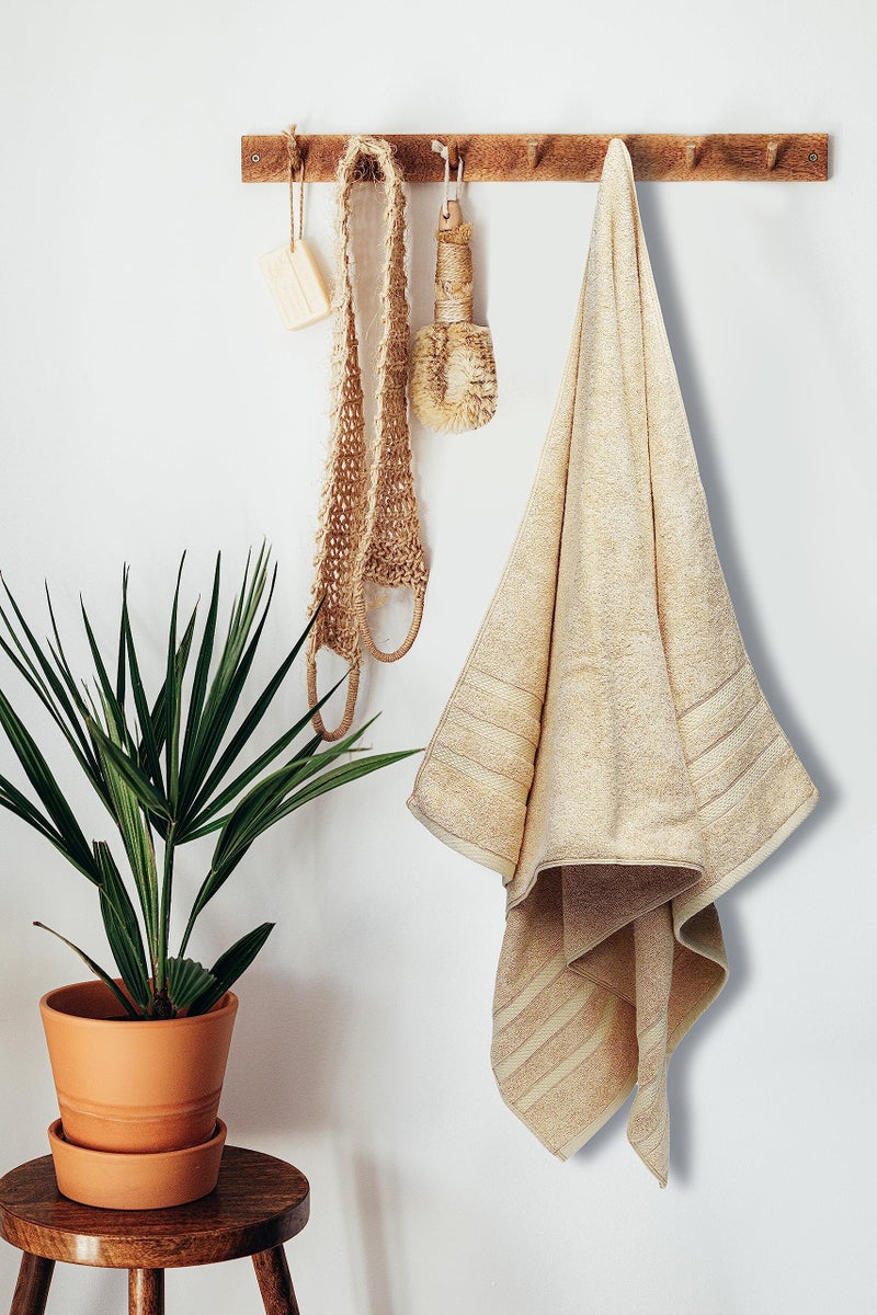 Velve Bamboo Bath Towel | 100% Bamboo | 600 GSM Premium Bath Towel for Men & Women | Ultra Soft, Super Absorbent, Antibacterial Towel for Bath, Swim, Yoga, Gym | 140 * 70 CM | Beige - Image 3