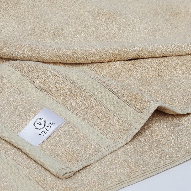 Velve Bamboo Bath Towel | 100% Bamboo | 600 GSM Premium Bath Towel for Men & Women | Ultra Soft, Super Absorbent, Antibacterial Towel for Bath, Swim, Yoga, Gym | 140 * 70 CM | Beige - Image 2