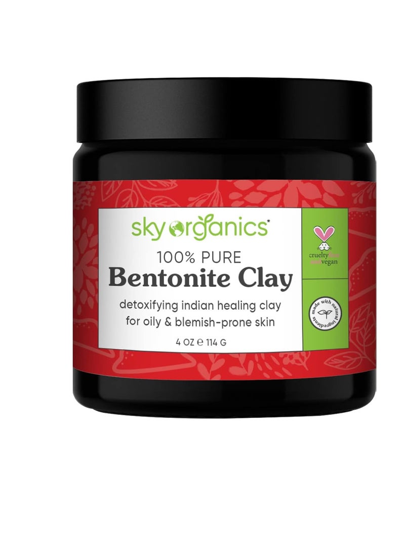 Sky Organics Indian Healing Clay with Detoxifying Bentonite Clay for Face, Helps Remove Impurities, Suitable for Oily or Blemish-Prone Skin, 100% Pure, Vegan & Cruelty-Free Skin Care, 4 Oz. - Image 1