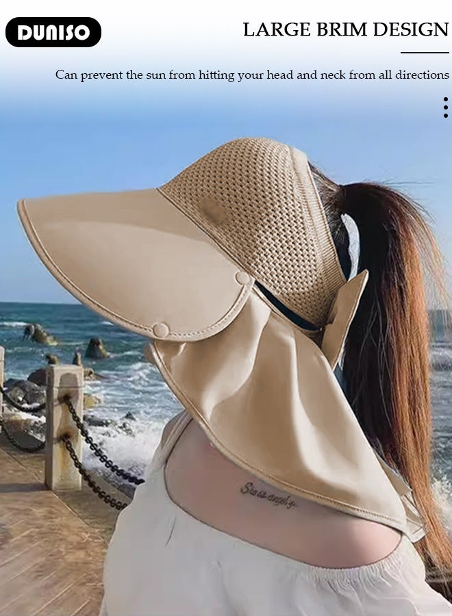 DUNISO Womens Sun Hat UV Protection Sunshade Hat Wide Brim Beach Hat Straw Hats Summer Travel Beach Cap Floppy Hat for Outdoor Sun Protection, Fishing, Hiking, Garden, Camping - Image 3