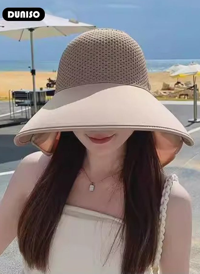 DUNISO Womens Sun Hat UV Protection Sunshade Hat Wide Brim Beach Hat Straw Hats Summer Travel Beach Cap Floppy Hat for Outdoor Sun Protection, Fishing, Hiking, Garden, Camping - Image 5