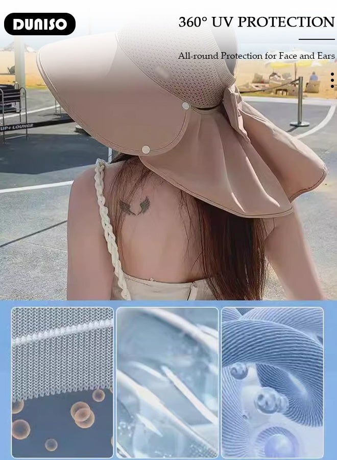 DUNISO Womens Sun Hat UV Protection Sunshade Hat Wide Brim Beach Hat Straw Hats Summer Travel Beach Cap Floppy Hat for Outdoor Sun Protection, Fishing, Hiking, Garden, Camping - Image 2