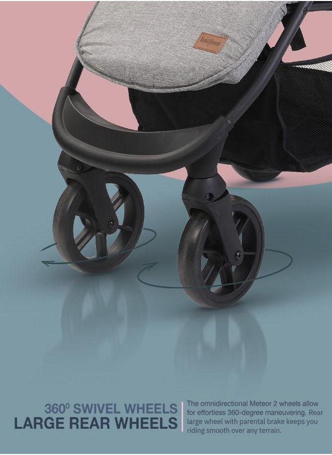 BAYBEE Infant Baby Pram Stroller for Newborn Babies with Aluminium Frame 3 Position Adjustable Seat Canopy Bassinet Large Wheels Baby Stroller for Baby Toddlers 0 to 3 Years Boy Girl Grey  - Image 5