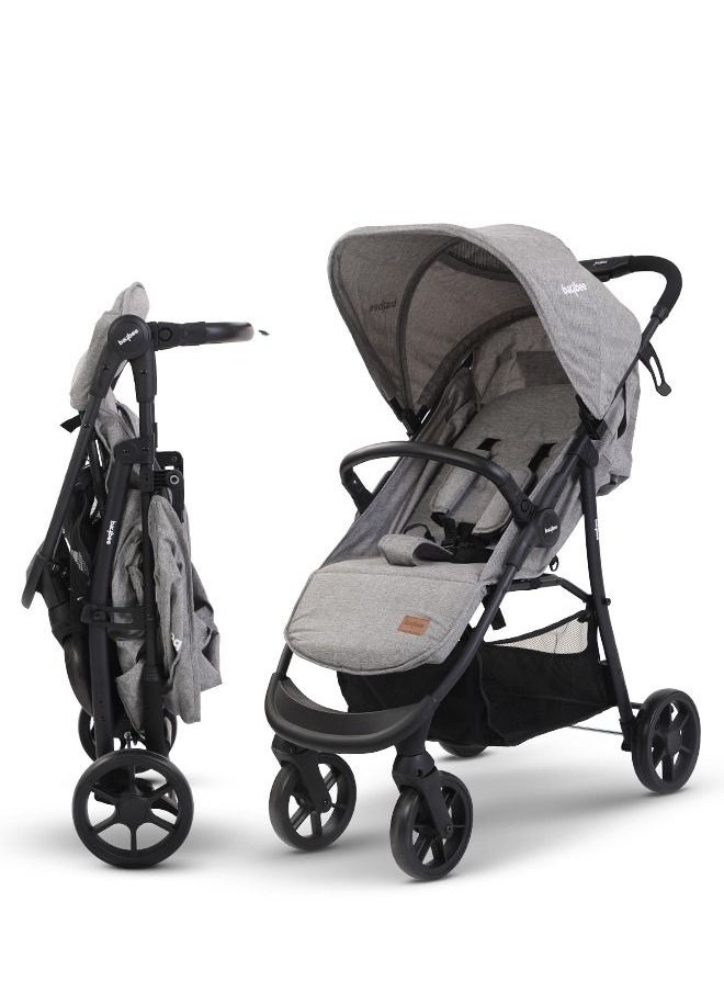 BAYBEE Infant Baby Pram Stroller for Newborn Babies with Aluminium Frame 3 Position Adjustable Seat Canopy Bassinet Large Wheels Baby Stroller for Baby Toddlers 0 to 3 Years Boy Girl Grey  - Image 1
