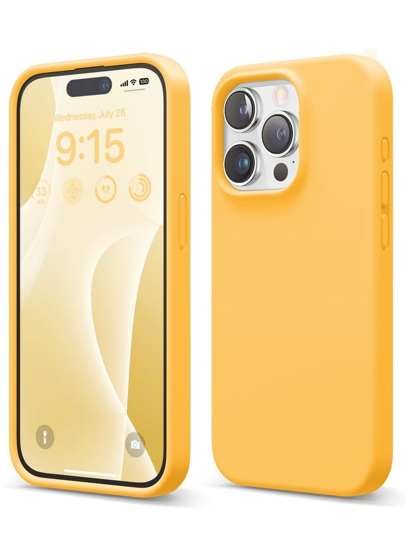elago Liquid Silicone for iPhone 15 PRO case cover Full Body Protection, Shockproof, Slim, Anti-Scratch Soft Microfiber Lining - Sunshine - Image 1