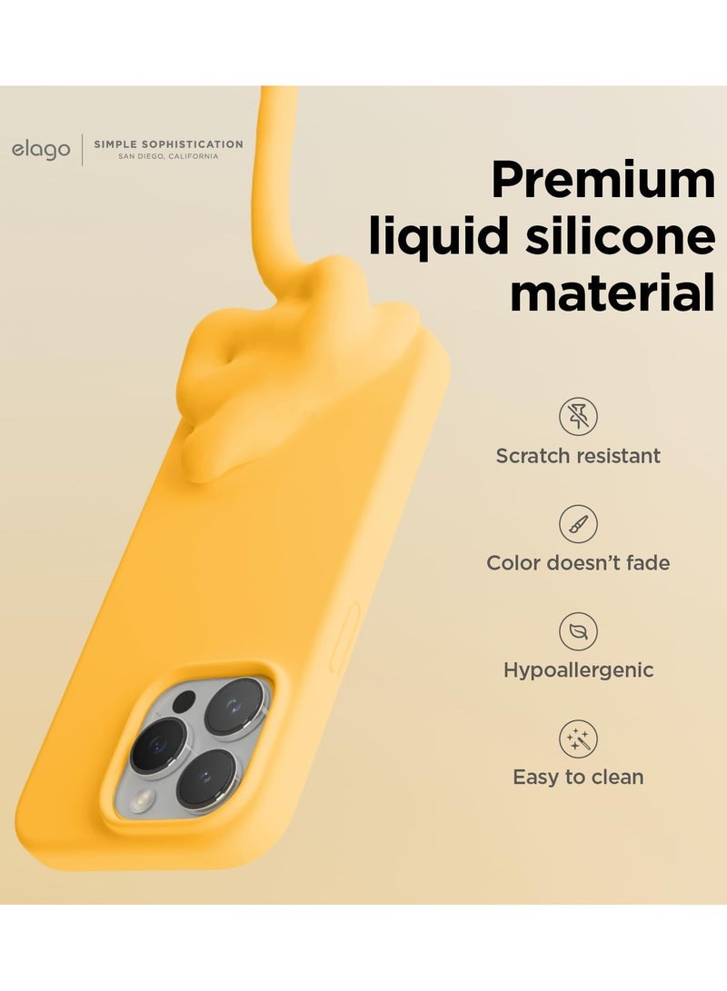 elago Liquid Silicone for iPhone 15 PRO case cover Full Body Protection, Shockproof, Slim, Anti-Scratch Soft Microfiber Lining - Sunshine - Image 4