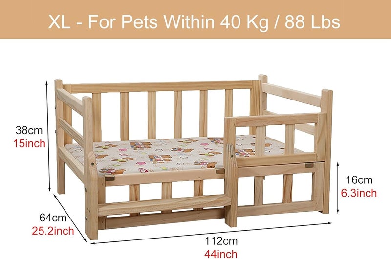 Pet Bed Heavy Duty Raised Kennels Bed with Washable Bedding ＆ Stairs, Wooden Portable Elevated Pet Couch, for Indoor Outdoor, Four Seasons Universal (Color : Style3, Size : S-54x39x38cm/2 - Image 3