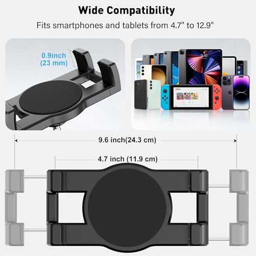 Keuvirya Heavy Duty Aluminum iPad Suction Mount for Truck Car, Anti-Shake Dashboard Windshield Tablet Holder, Thick Case Friendly, Fits 4.7-12.9" iPad Pro 12.9 Air Mini Samsung, 360° Rotation Off-Road Aviation - Image 5