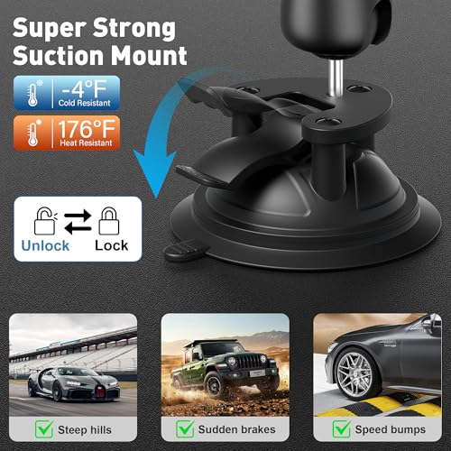 Keuvirya Heavy Duty Aluminum iPad Suction Mount for Truck Car, Anti-Shake Dashboard Windshield Tablet Holder, Thick Case Friendly, Fits 4.7-12.9" iPad Pro 12.9 Air Mini Samsung, 360° Rotation Off-Road Aviation - Image 4