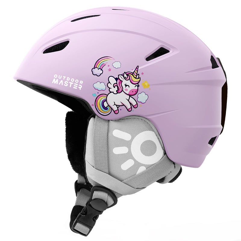 OutdoorMaster Anoa Kids Ski Helmet - Snowboard for Children - Adjustable Snow Sports Gear for Boys, Girls & Youth - Pink Unicorn, XS - Image 1