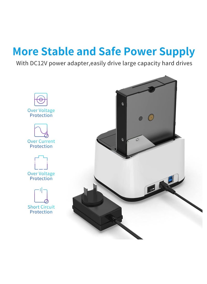 KASTWAVE Hard Drive Enclosure, USB 3.0 to SATA III Mini Dual Bay External Hard Drive Docking Station, Aluminum Hard Drive Docking Station, for 2.5/3.5 inch HDD SSD, Support Offline Clone, Hot Pluggable, UASP  - Image 3