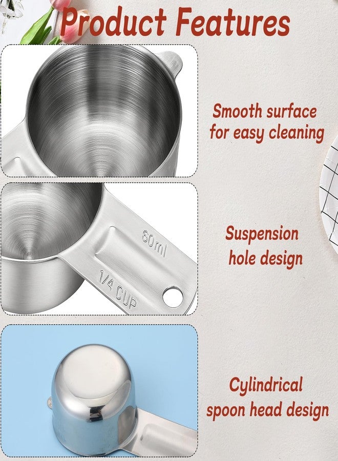 Bruislard 2PCS 1/4Cup Measuring Cup Scoop(60ml, 2oz) Stainless Steel Coffee Measuring Scoops for Flour Rice Dog Food Wet and Dry Ingredients, Dishwasher Safe - Image 3